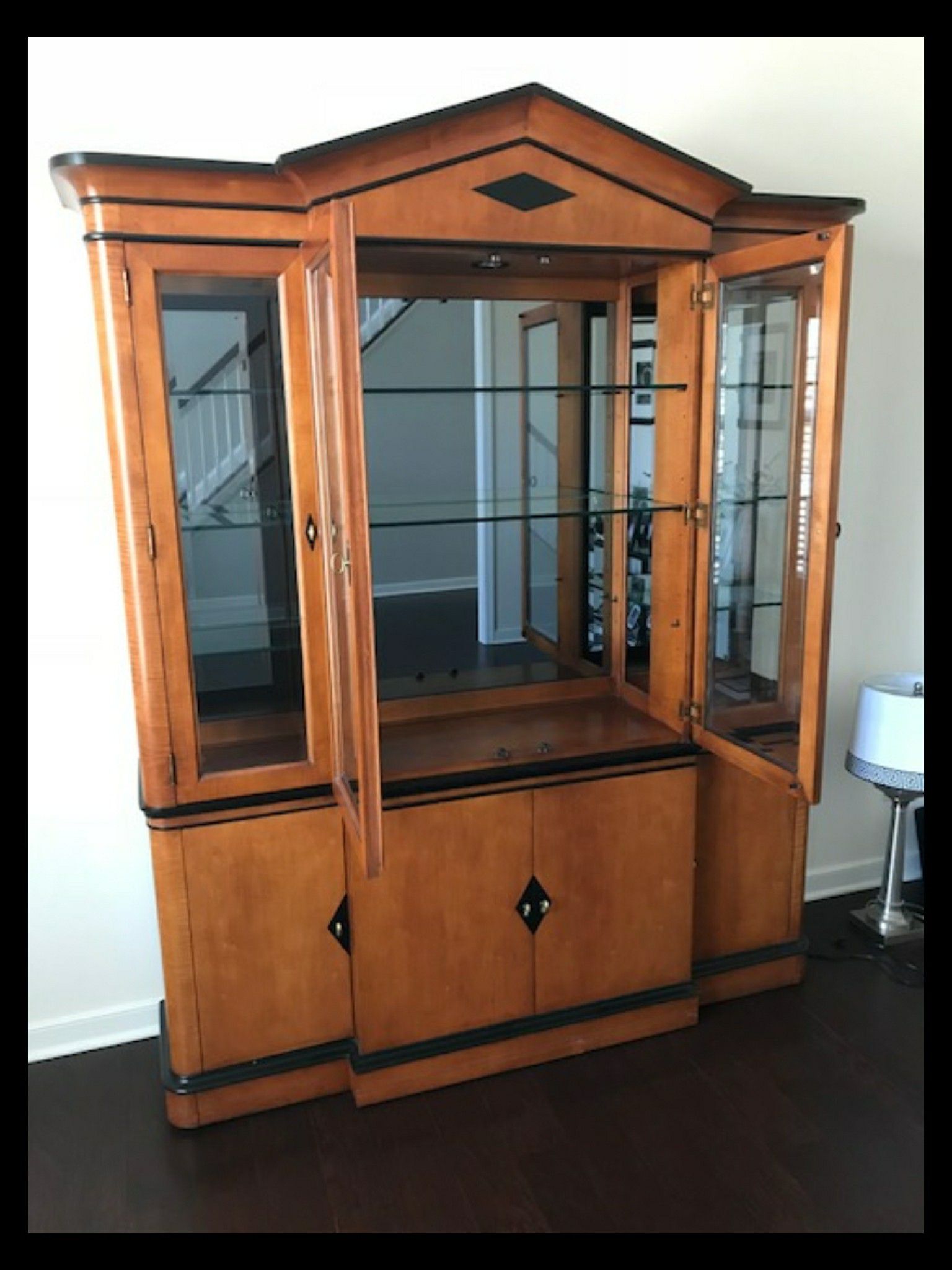 Solid Wood -- China Cabinet/Hutch -- Made by National Mount (Mt.) (Mt) Airy -- Biedermeier / Neo Classical / Empire Style.