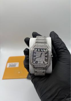 VVS1-FL Silver Roman Numerals Moissanite Watch