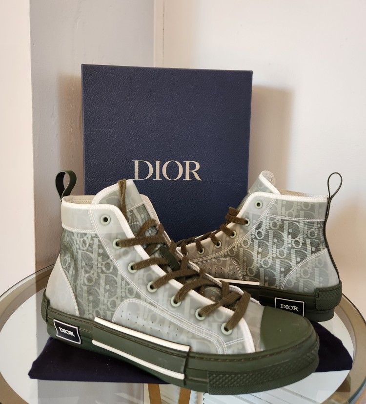 Authentic Dior Oblique Canvas Man's High Top Sneakers / Sz 44