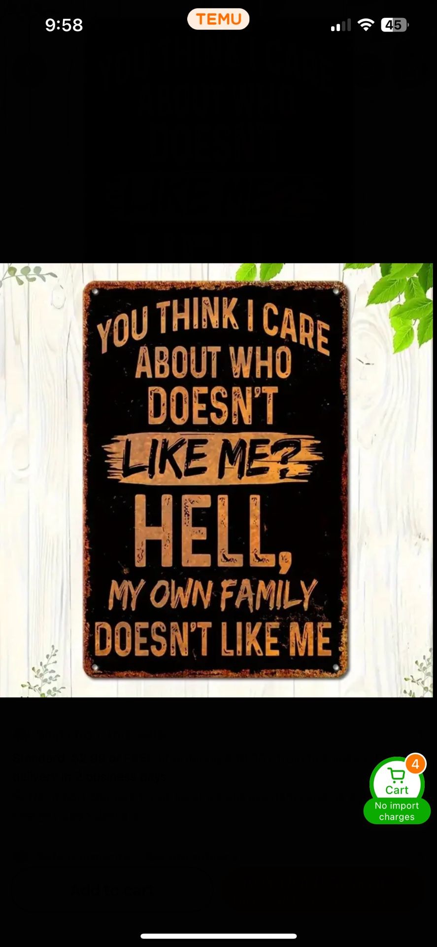 [2D Flat]8×12Inch, 1pc Aluminum Vintage Metal Sign, Sarcastic You Think I Care Who Dislikes Me Funny Poster, for Outdoor Wall Decor