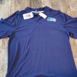 New mens seattle seahawks vintage polo shirt size large reebok