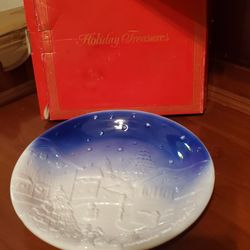 Vintage Italian Blue Ombré To White Christmas Plate Gift