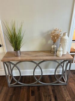 Rustic Metal and Wood Console Table