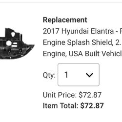 Hyundai Elantra Splash Shield