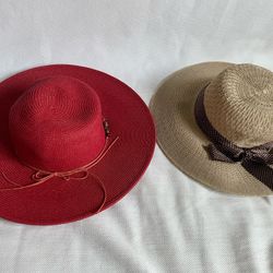 Set of 2 Straw Sun Hats