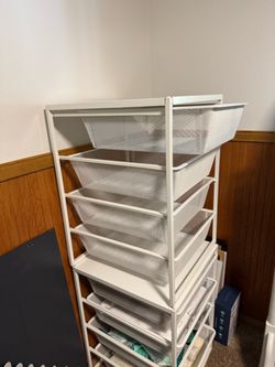 White Metal Mesh Drawer Storage Unit