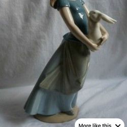 Lladro Nao Girl With Bunny Figurine 
