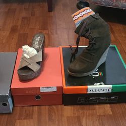 10 Pairs Of Shoes.all Gently Used Except For Last 2 In Pic New..sizes 8 & 8.5 