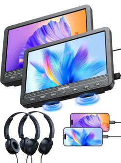 10.1" Portable DVD Players for Car with HDMI Input, 5-Hour Battery, 2 Headphones