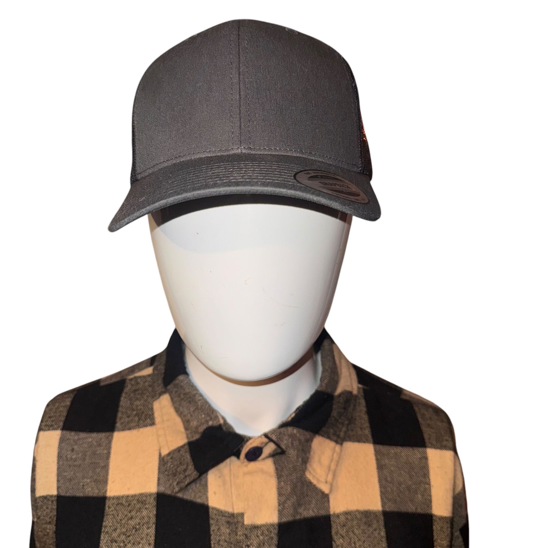 YUPOONG Lids Classic SNAPBACK Charcoal/Black Baseball Cap FLAT BILL Adjustable Hat Flex-fit Men's Trucker Size OS