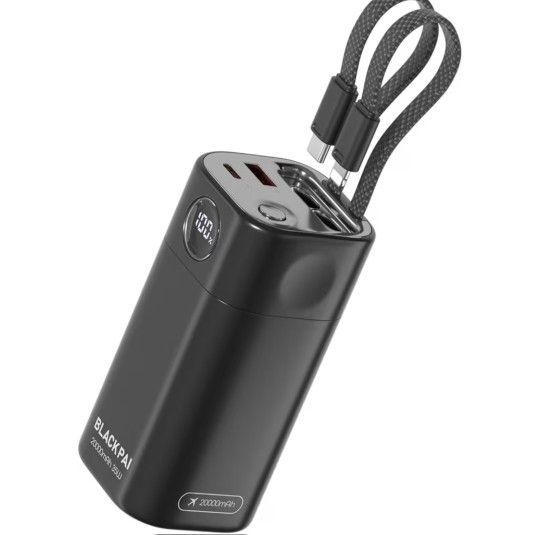 Portable Power Bank, 20,000mAh PD 35W Portable Charger Super Fast Charging with 2 Built-in Cables, USB-C Digital Display Battery Pack for iPhone Air 1