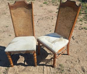 Free---Oak dinning room chairs with cane backs (2)