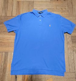 Polo by Ralph Lauren Blue Cotton Polo Shirt - Size L