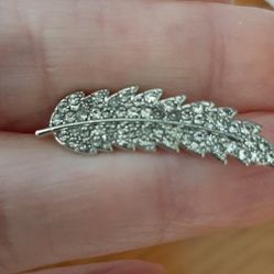 Feather shaped earrings with stones.