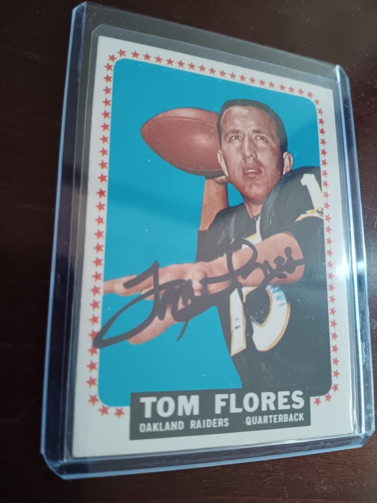 1964 Topps* Tom Flores* Hall Of Famer* Superbowl Champion* Original* Autographed* Oakland/ Las Vegas Raiders