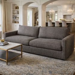 Crate & Barrel Feather Stuff Sofa – Plush Grey Upholstery