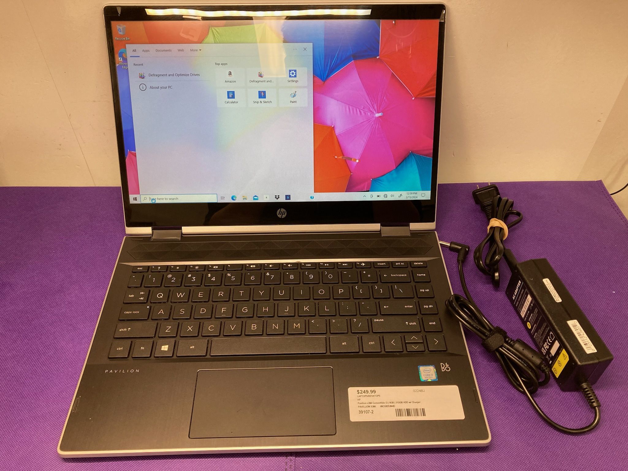 HP Pavilion x360 Convertible i3 | 8GB | 512GB HDD W/Charger