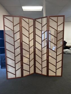 4 Panels Room Divider Rattan Insert