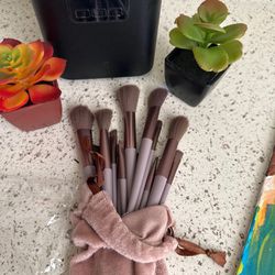 13-Piece Women's Makeup Brush Set with Soft Tool Bag
