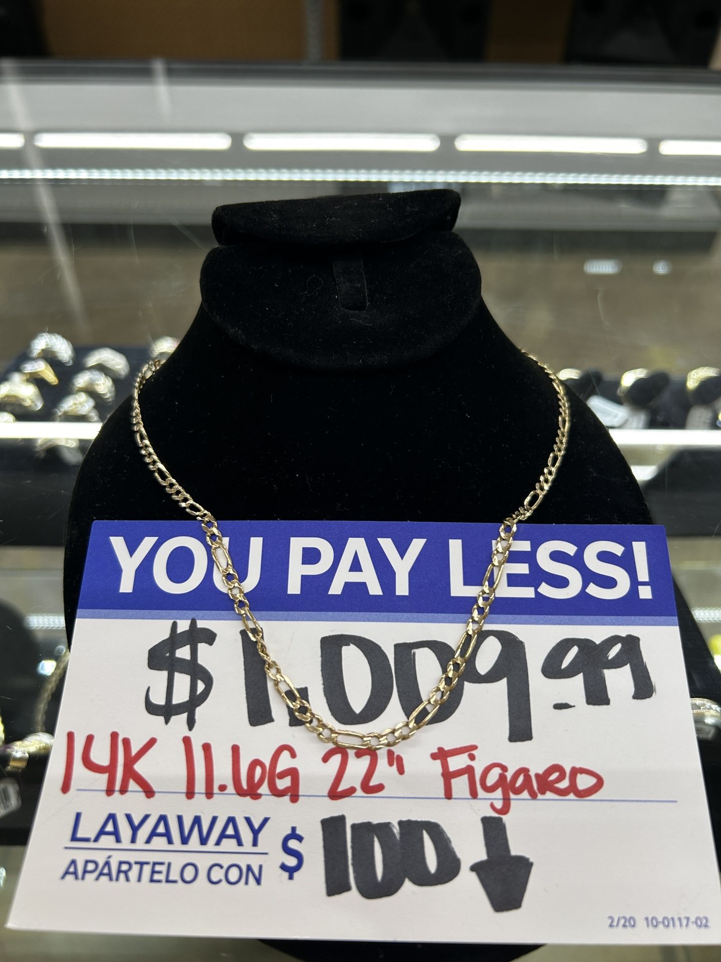 14k 11.6g 22inch Figaro Necklace