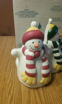 PartyLite Snowmen Pillar Holder Thumbnail