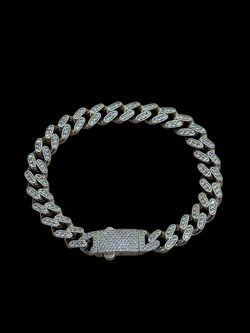 10K Yellow Gold Cuban Link Iced Out Bracelet