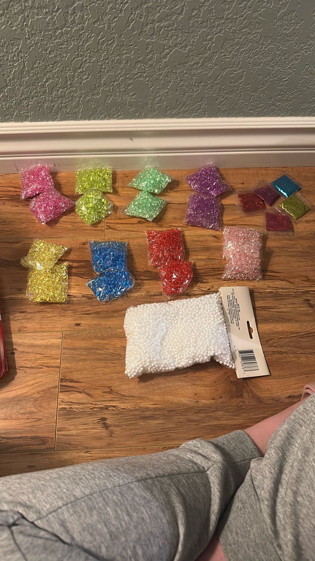 Fishbowl Beads, Glitter, And White Styrofoam Balls 