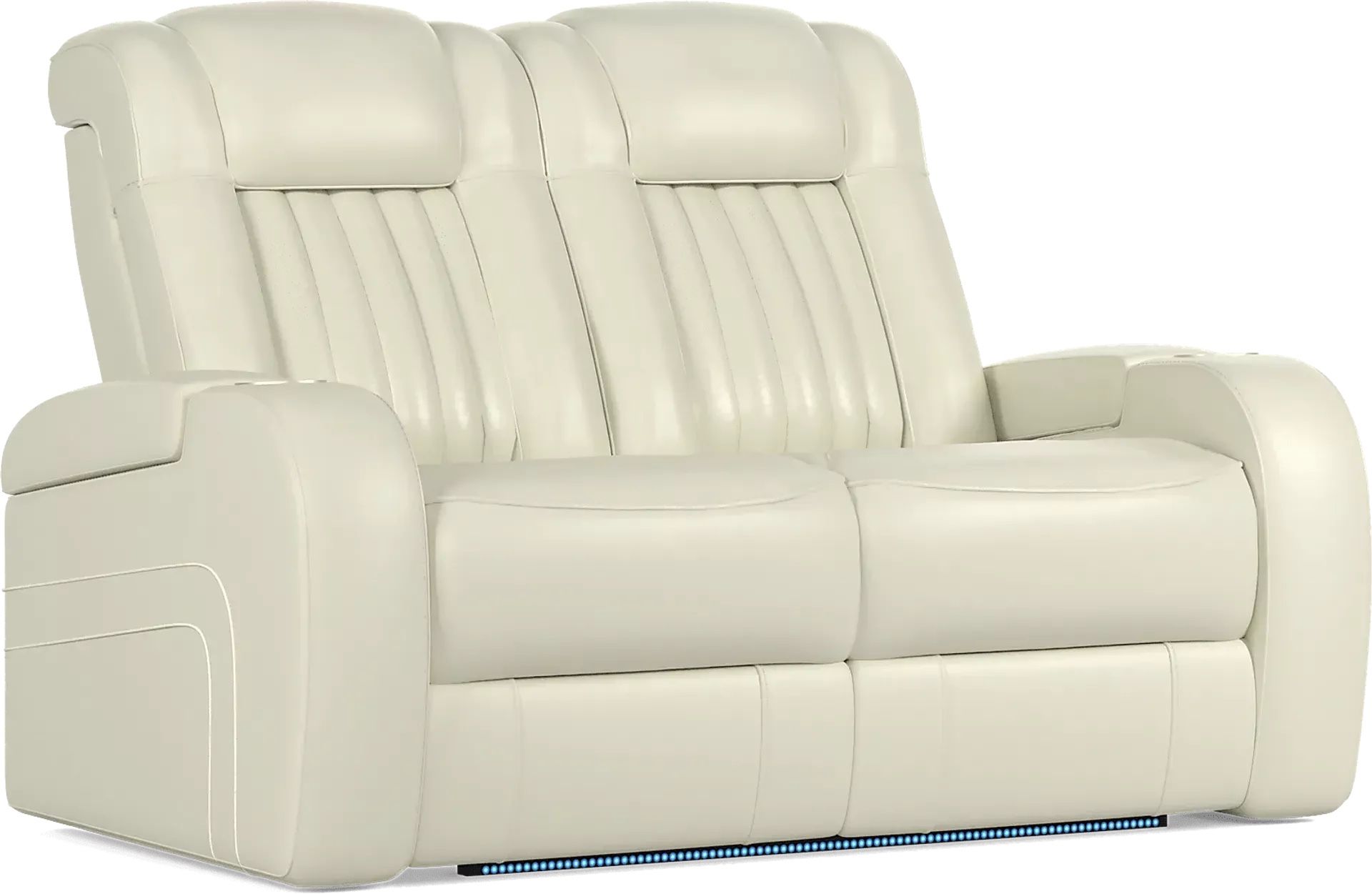 Cenova Ivory Leather Love Seat Couch