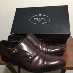 Prada 20A009 Double Monk Strap CapToe Cordovan. Size 10.5. With box and dust bag. Perfect and excellent condition condition 