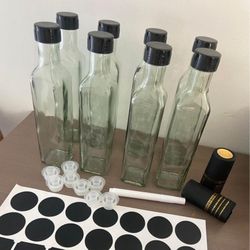 (8) Glass Bottles With Caps- Never Used 
