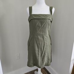 SO Womens Size 9 Olive Green Sleeveless Dress With Pockets 