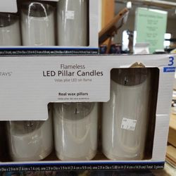3 pack Mainstays Unscented Flameless LED Pillar Candle – White