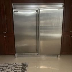 60” Stainless Steel Electrolux Side By Side Refrigerator Freezer Set 