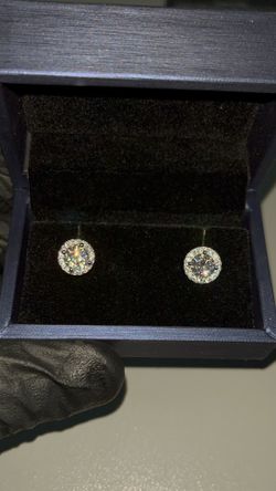 VVS1 Moissanite Round Earrings 6.5mm