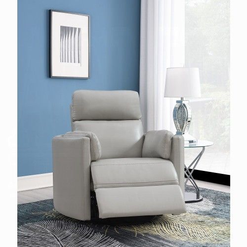 Gray Leather Aire Recliner with Swivel & Glider