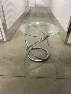 Round Glass Top Side Table Chrome Base