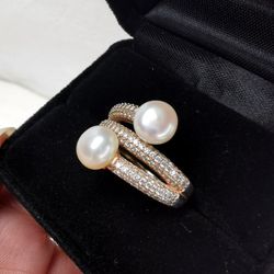 Lucas Lameth Sterling Pearl &sapphires Ring
