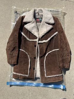 Vintage 70s Pig Skin Ranch Coat Sheepskin Lined