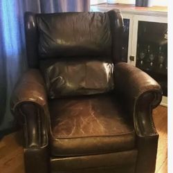 Bernhardt Recliner Tobacco Leather Sofa Chair 