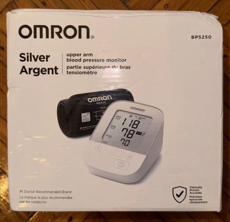 Omron BP5250 Silver Wireless Upper Arm Blood Pressure Monitor for