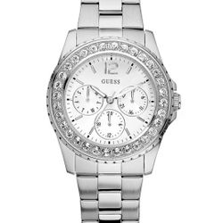 Guess Analog Silver Dial Stainless Steel Crystal Round Women's Watch W0729L1