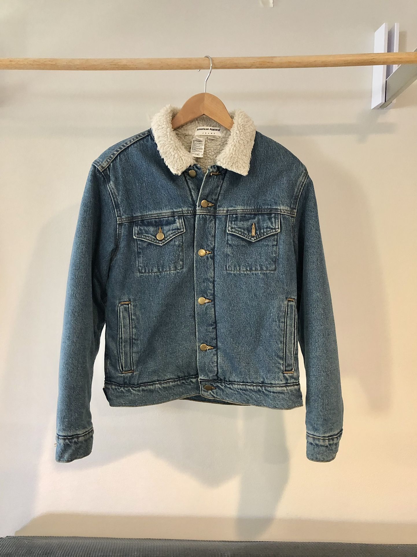 American Apparel Sherpa Lined Denim Jacket Size XS