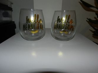 Pair of His and Hers Stemless Wine Glasses