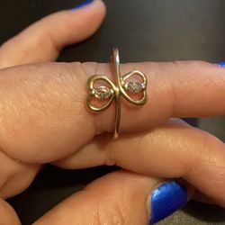 14K Yellow Gold Ring Size 7 With 2 Diamonds