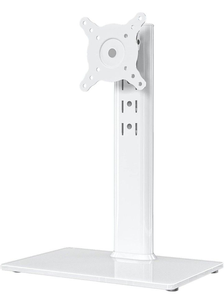 Single LCD Computer Monitor Free-Standing Desk Stand Riser for 13 inch to 32 inch Screen with Swivel, Height Adjustable, Rotation, Holds One (1) Scree