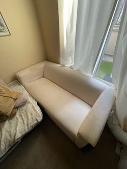 White Fabric Two-Seater Sofa
