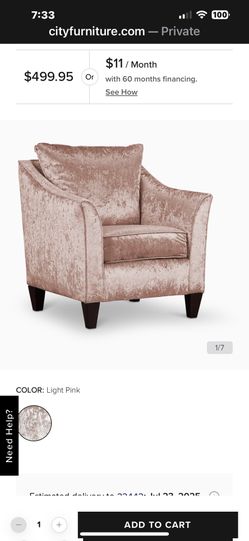 Ethereal Light Pink Velvet Accent Chair