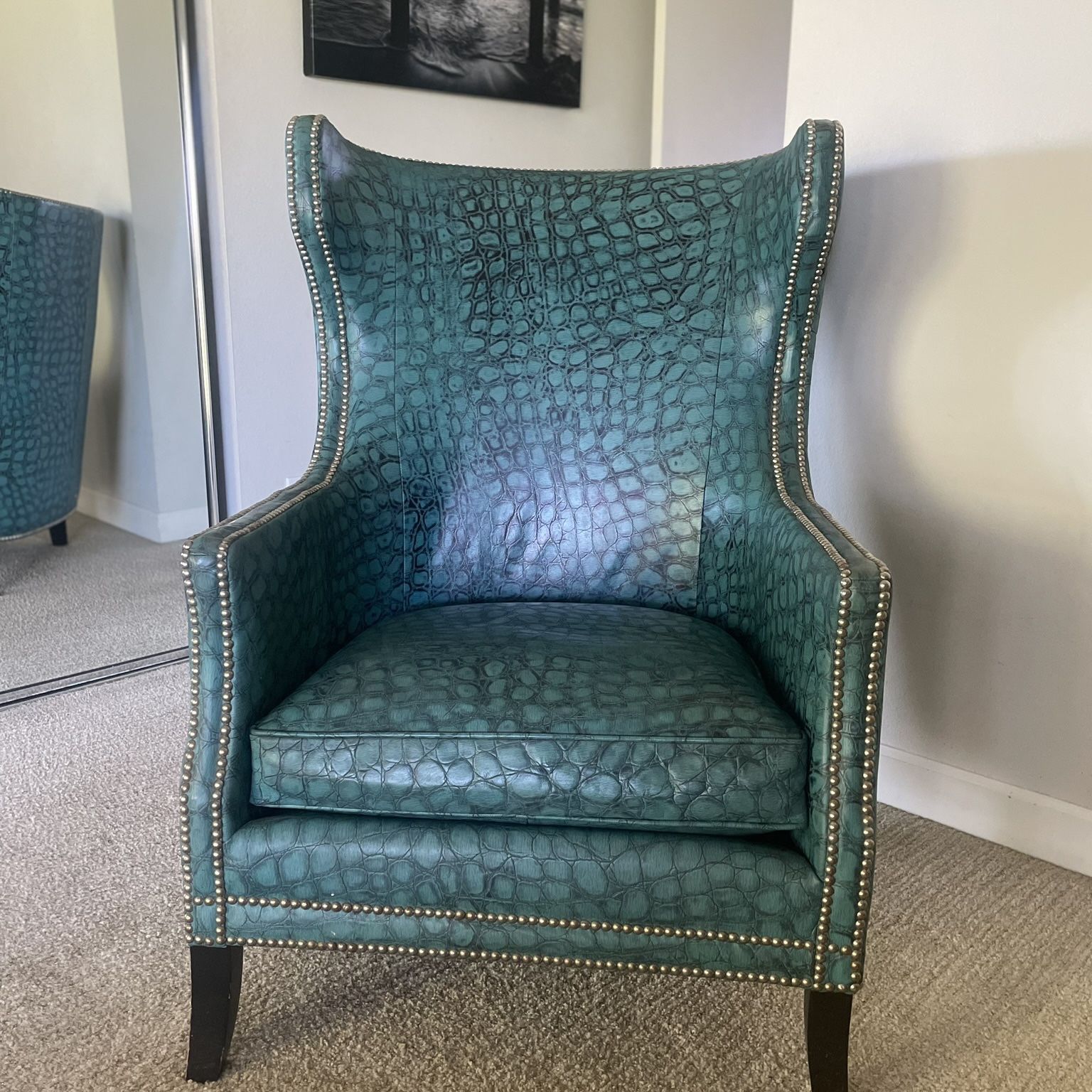 Wing Chair With Nail Head Detail