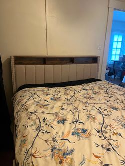 Platform Queen Bed Frame - charging station & lights