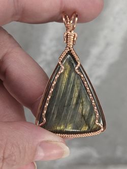 Labradorite Pendant Wire Wrap Copper